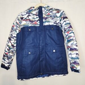 Arctix Kids Youth Boys Snowboard Ski Winter Jacket Hooded Blue Camo‎